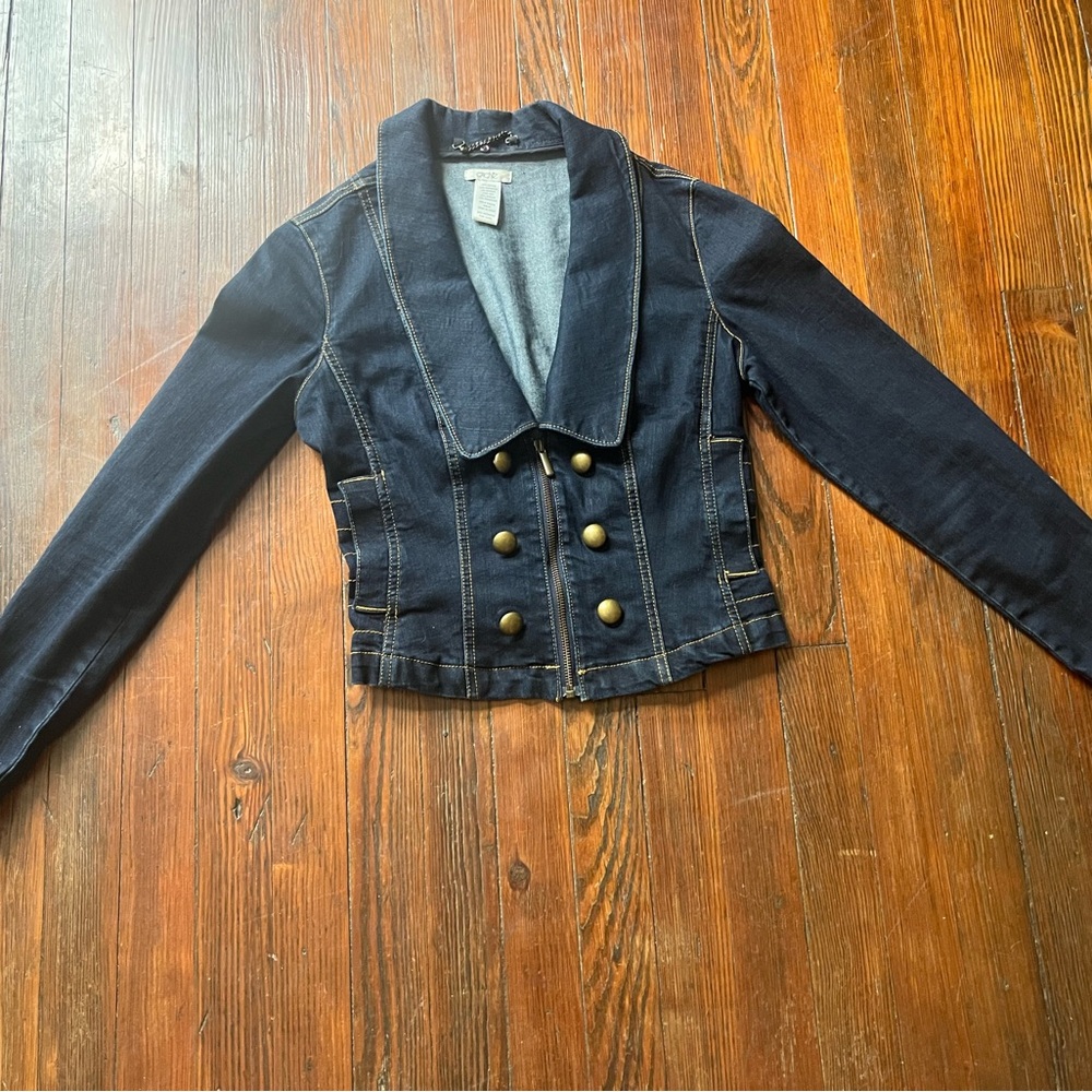 Cache Dark Blue Double-Breasted Military Jean Jacket - Picture 12 of 12